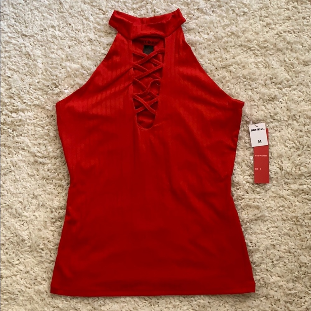 Sexy Red High Neck Top💋